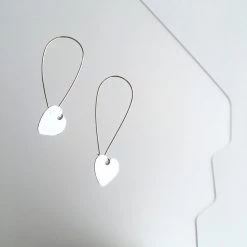 All Jewellery Silver Textured Heart Drop Earrings - By Ghost & Bonesetter - Made In Belfast
