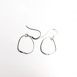 Silver Beaten Hoop Drop Earrings - By Ghost & Bonesetter - Made In Belfast All Jewellery