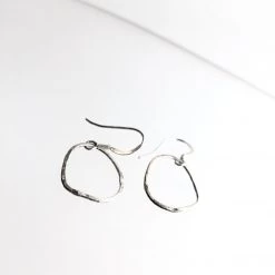 Silver Beaten Hoop Drop Earrings - By Ghost & Bonesetter - Made In Belfast All Jewellery
