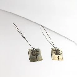 Gold Plated Etched Tree Drop Earrings - By Ghost & Bonesetter - Made In Belfast All Jewellery