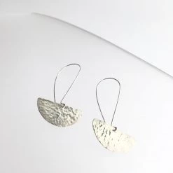 Silver Beaten Half Moon Drop Earrings - By Ghost & Bonesetter - Made In Belfast All Jewellery
