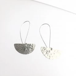 Silver Beaten Half Moon Drop Earrings - By Ghost & Bonesetter - Made In Belfast All Jewellery