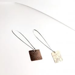 Copper Etched Square Drop Earrings - By Ghost & Bonesetter - Made In Belfast All Jewellery