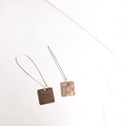 Copper Etched Square Drop Earrings - By Ghost & Bonesetter - Made In Belfast All Jewellery