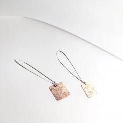 Copper Etched Square Drop Earrings - By Ghost & Bonesetter - Made In Belfast All Jewellery