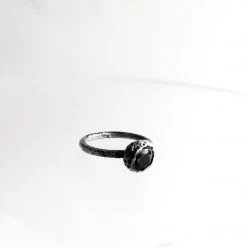 All Jewellery Silver Beaten Onyx Stone Ring - By Ghost & Bonesetter - Made In Belfast