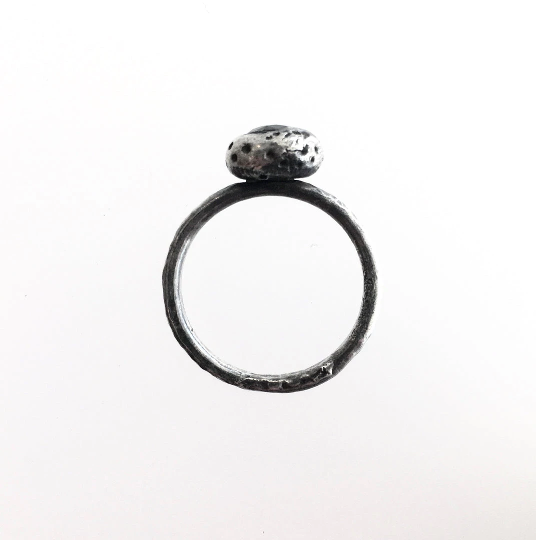 All Jewellery Silver Beaten Onyx Stone Ring - By Ghost & Bonesetter - Made In Belfast