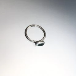 Silver Beaten Emerald Stone Ring - By Ghost & Bonesetter - Made In Belfast All Jewellery