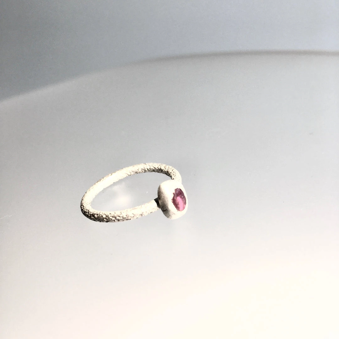 Silver Beaten Ruby Stone Ring - By Ghost & Bonesetter - Made In Belfast