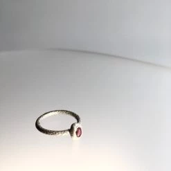 Silver Beaten Ruby Stone Ring - By Ghost & Bonesetter - Made In Belfast