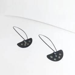 Oxidised Silver & Gold Droplet Half Moon Drop Earrings - By Ghost & Bonesetter - Made In Belfast