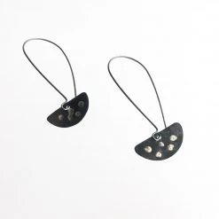 Oxidised Silver & Gold Droplet Half Moon Drop Earrings - By Ghost & Bonesetter - Made In Belfast