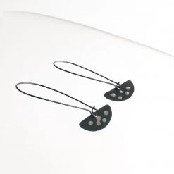 Oxidised Silver & Gold Droplet Half Moon Drop Earrings - By Ghost & Bonesetter - Made In Belfast