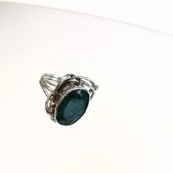 Gallardo & Blaine All Jewellery Whirlpool Ring With Emerald - Solid Silver & Gold Plate