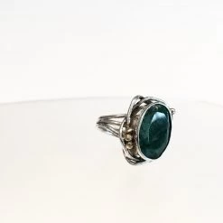 Gallardo & Blaine All Jewellery Whirlpool Ring With Emerald - Solid Silver & Gold Plate