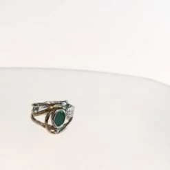 Gallardo & Blaine Leaf Ring With Emerald - Solid Silver & Gold Plate All Jewellery