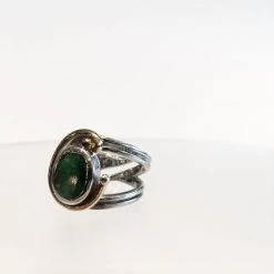 Gallardo & Blaine Jasmine Ring With Emerald - Solid Silver & Gold Plate