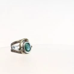 Gallardo & Blaine Jasmine Ring With Emerald - Solid Silver & Gold Plate