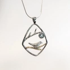 Gallardo & Blaine Songbird Pendant Blue Topaz - Silver & Gold Plated Necklaces