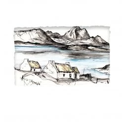 Stephen Farnan Studio IRELAND - (C) Traditional Thatched Cottage Lake Mountain Scene By Stephen Farnan