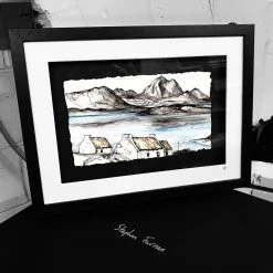 Stephen Farnan Studio IRELAND - (C) Traditional Thatched Cottage Lake Mountain Scene By Stephen Farnan