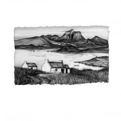 Stephen Farnan Studio IRELAND - Traditional Thatched Cottage Lake Mountain Scene By Stephen Farnan Places