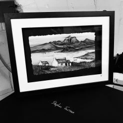 Stephen Farnan Studio IRELAND - Traditional Thatched Cottage Lake Mountain Scene By Stephen Farnan Places