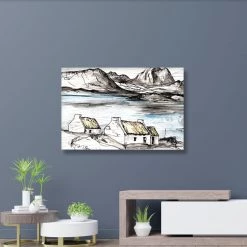 Stephen Farnan Studio IRELAND - (C) Traditional Thatched Cottage Lake Mountain Scene By Stephen Farnan