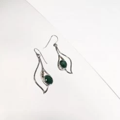 Gallardo & Blaine Iris Earrings Emerald - Silver & Gold Plate