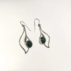 Gallardo & Blaine Iris Earrings Emerald - Silver & Gold Plate
