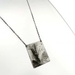 Ghost & Bonesetter Sketched Enamel Square Pendant