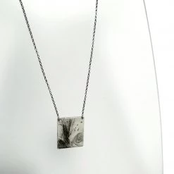 Ghost & Bonesetter Sketched Enamel Square Pendant