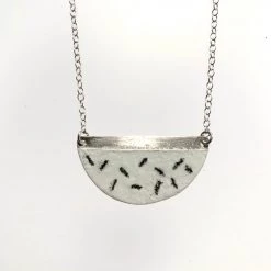Ghost & Bonesetter All Jewellery Sketched Enamel Half Moon Pendant