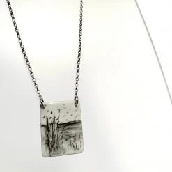 Ghost & Bonesetter Sketched Enamel Square Pendant All Jewellery