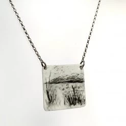Ghost & Bonesetter All Jewellery Sketched Enamel Square Pendant