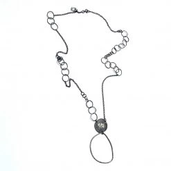 Ghost & Bonesetter Silver Oxidised Large Hoop Pendant Necklace Necklaces