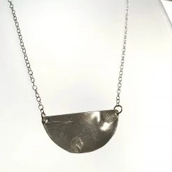 Ghost & Bonesetter Silver Etched Half Moon Pendant Necklaces