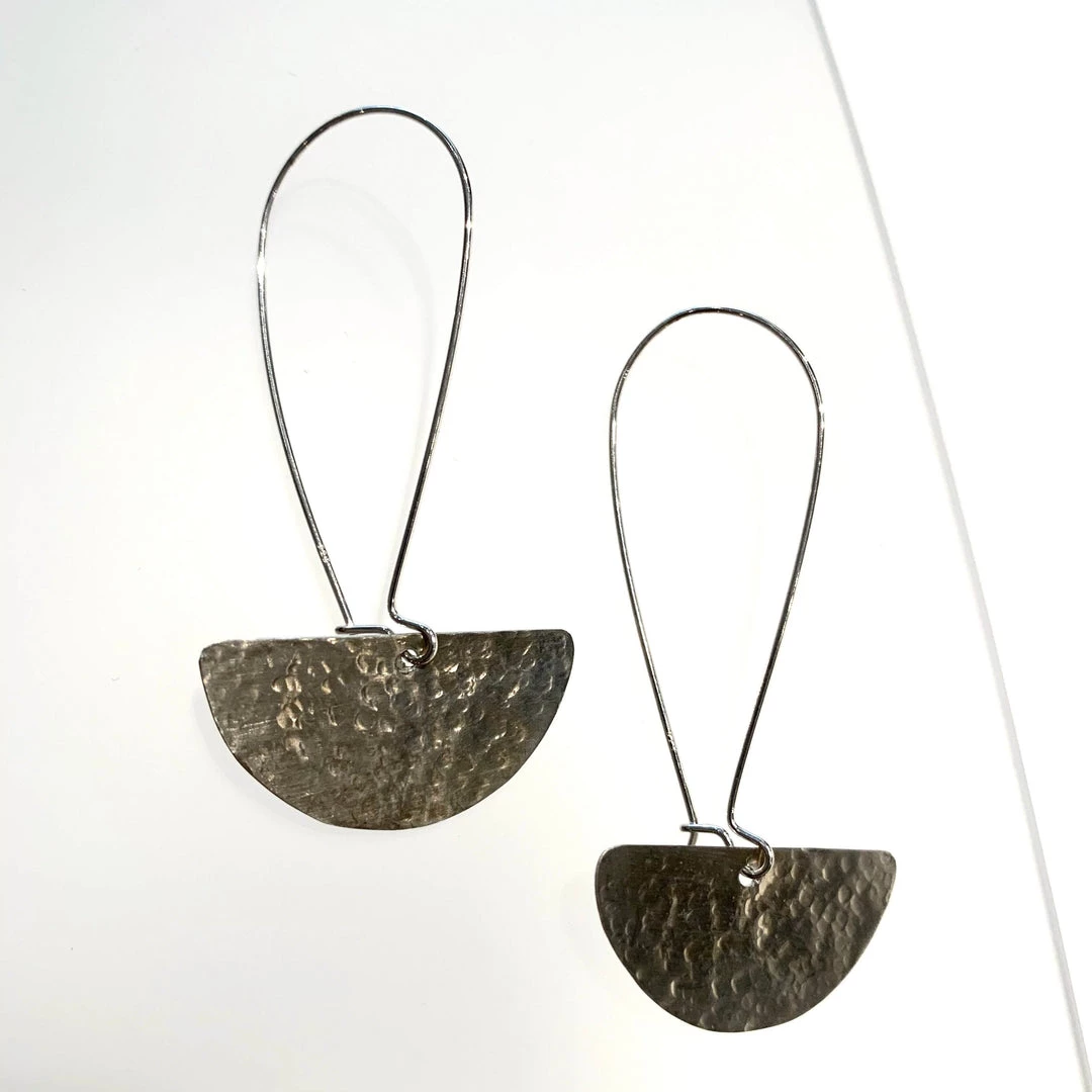 Ghost & Bonesetter Beaten Silver Half Moon Drop Earrings