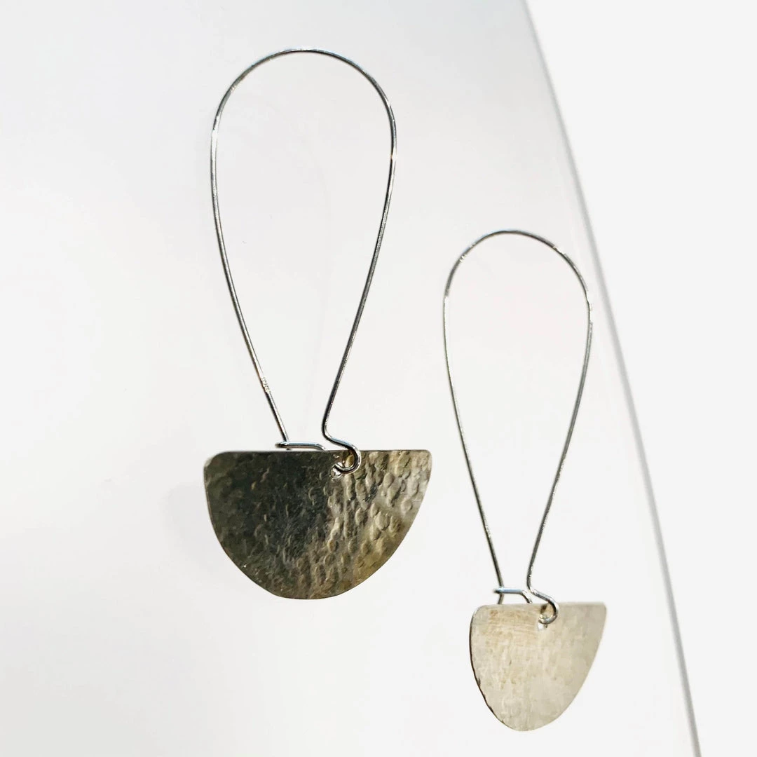 Ghost & Bonesetter Beaten Silver Half Moon Drop Earrings