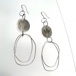 Ghost & Bonesetter Silver Etched Large Drop Hoop Earrings