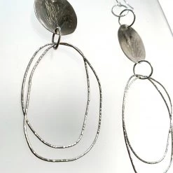 Ghost & Bonesetter Silver Etched Large Drop Hoop Earrings