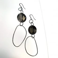 Ghost & Bonesetter Silver Oxidised Large Drop Hoop Earrings