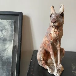Ostinelli & Priest All Pottery'Alert' - Irish Hare - Handmade Ceramic Sculpture