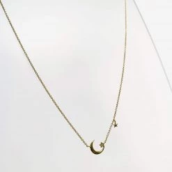 Mary K Gold Crescent Moon 2 Star Necklace