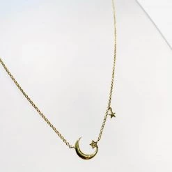 Mary K Gold Crescent Moon 2 Star Necklace