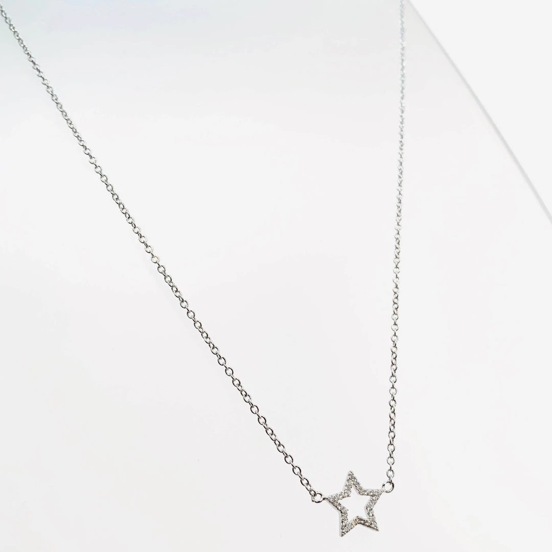 Mary K All Jewellery Silver Pave Open Star Necklace