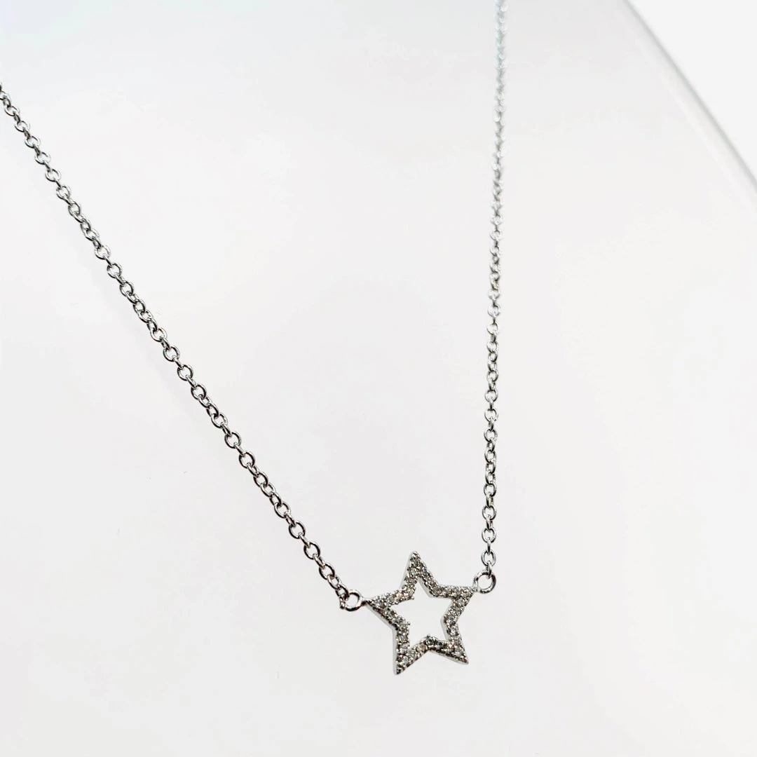 Mary K All Jewellery Silver Pave Open Star Necklace