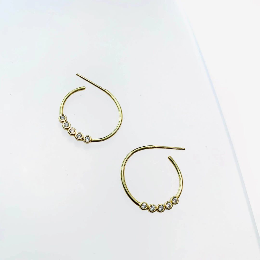Mary K All Jewellery Gold 5 Stone Hoop Earrings