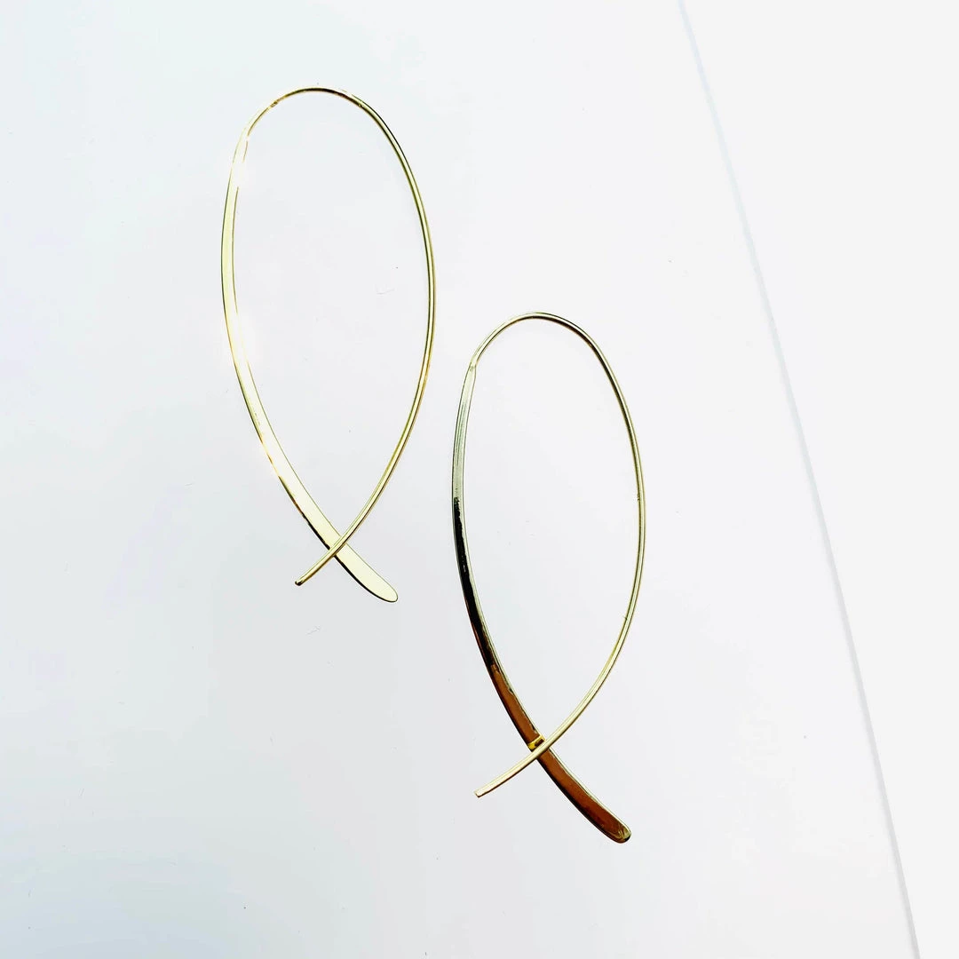 Mary K Gold Crossover Earrings All Jewellery