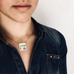 Ghost & Bonesetter All Jewellery Sketched Enamel Square Pendant